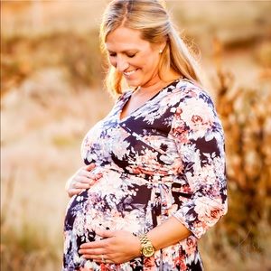 Pink Blush floral maternity dress